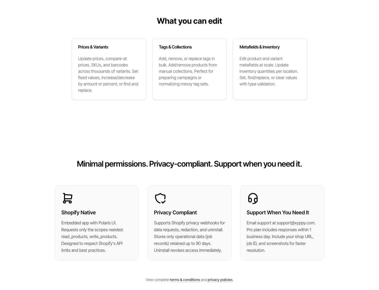 Xyppy landing-page pricing and trust presentation.