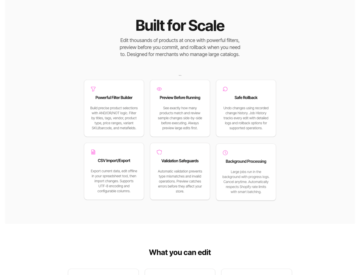 Xyppy landing-page feature and workflow presentation.