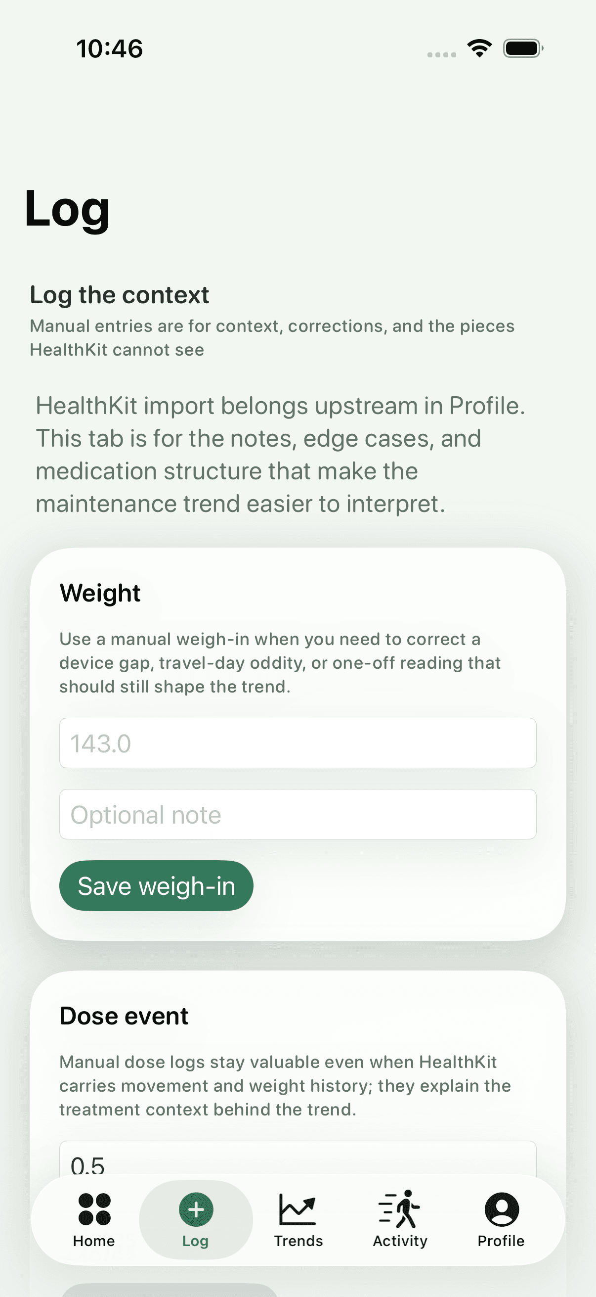 Log — Maintain iOS