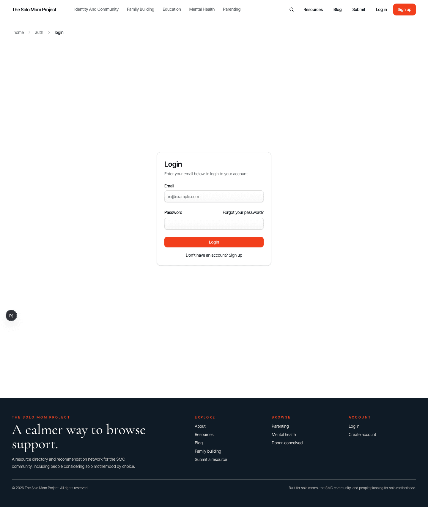 Admin gate — The Solo Mom Project