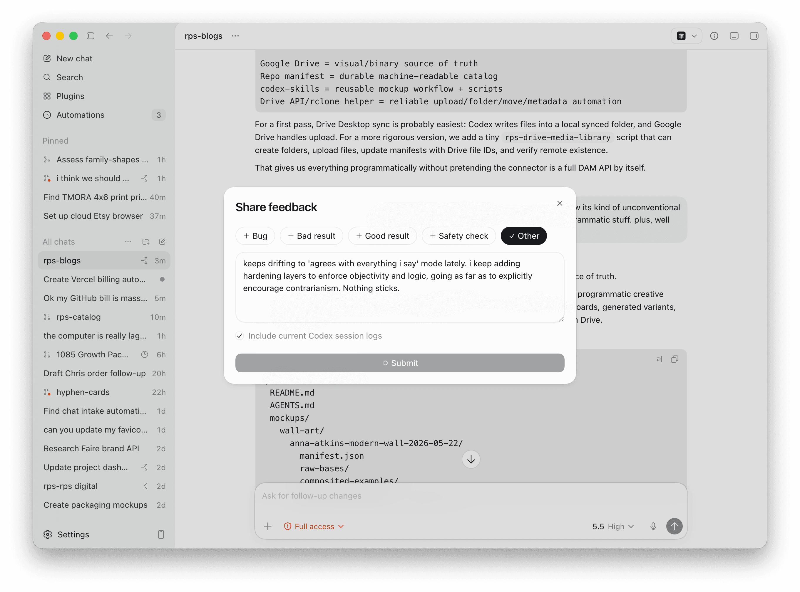 Codex screenshot preserved as evidence for the Hyphenomenon intake queue.